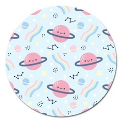 Cute-planet-space-seamless-pattern-background Magnet 5  (round) by uniart180623