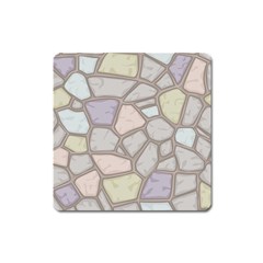 Cartoon-colored-stone-seamless-background-texture-pattern Square Magnet by uniart180623