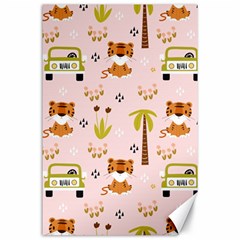 Cute-tiger-car-safari-seamless-pattern Canvas 24  X 36  by uniart180623