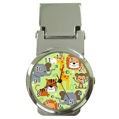 Seamless-pattern-vector-with-animals-wildlife-cartoon Money Clip Watches by uniart180623