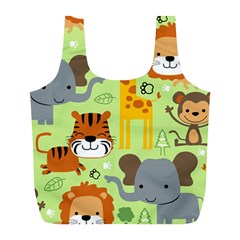 Seamless-pattern-vector-with-animals-wildlife-cartoon Full Print Recycle Bag (l) by uniart180623