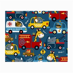 Seamless-pattern-vehicles-cartoon-with-funny-drivers Small Glasses Cloth (2 Sides) by uniart180623