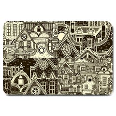 Four-hand-drawn-city-patterns Large Doormat by uniart180623