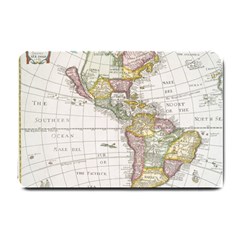 Vintage Map Of The Americas Small Doormat by uniart180623