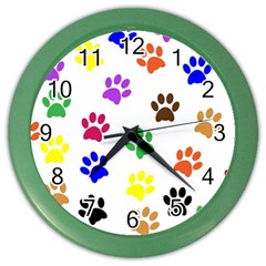 Pawprints-paw-prints-paw-animal Color Wall Clock by uniart180623