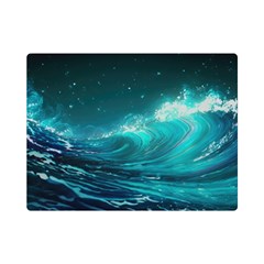 Tsunami Waves Ocean Sea Nautical Nature Water Premium Plush Fleece Blanket (mini) by uniart180623