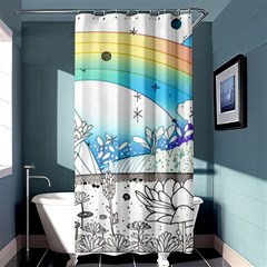 Rainbow Fun Cute Minimal Doodle Drawing Arts Shower Curtain 36  X 72  (stall)  by uniart180623