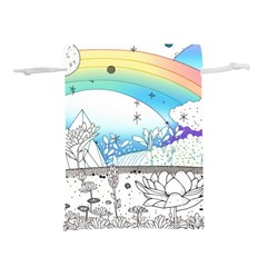 Rainbow Fun Cute Minimal Doodle Drawing Arts Lightweight Drawstring Pouch (l) by uniart180623