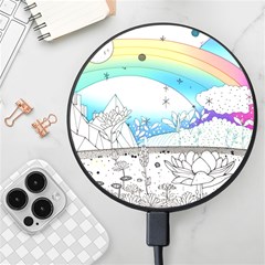 Rainbow Fun Cute Minimal Doodle Drawing Arts Wireless Fast Charger(black) by uniart180623