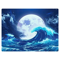 Waves Ocean Sea Tsunami Nautical Blue Premium Plush Fleece Blanket (extra Small) by uniart180623