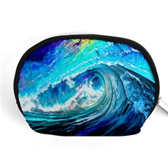 Tsunami Waves Ocean Sea Nautical Nature Water Painting Accessory Pouch (medium) by uniart180623