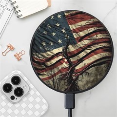 Flag Usa American Flag Wireless Fast Charger(black) by uniart180623