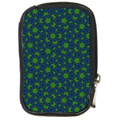 Green Patterns Lines Circles Texture Colorful Compact Camera Leather Case by uniart180623