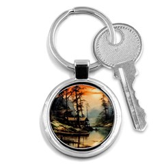 Fantasy Landscape Foggy Mysterious Key Chain (round) by Ravend