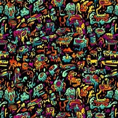 Cartoon Monster Pattern Abstract Background Play Mat (square) by uniart180623