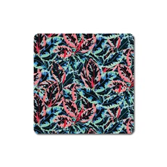 Leaves Leaf Pattern Patterns Colorfu Square Magnet by uniart180623