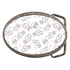 Cute Pattern With Easter Bunny Egg Belt Buckles by Simbadda