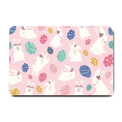 Cute Bunnies Easter Eggs Seamless Pattern Small Doormat by Simbadda