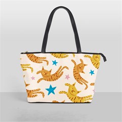 Cute Cats Seamless Pattern With Stars Funny Drawing Kittens Classic Shoulder Handbag by Simbadda