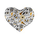 Funny Hand Drawn Halloween Pattern Standard 16  Premium Flano Heart Shape Cushions Front