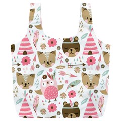 Pink Animals Pattern Full Print Recycle Bag (xxxl) by Simbadda