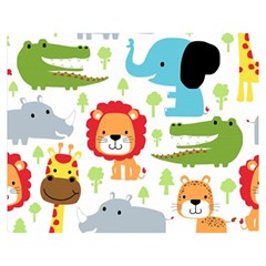 Seamless Pattern Vector With Animals Cartoon Two Sides Premium Plush Fleece Blanket (medium) by Simbadda