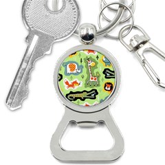 Seamless-pattern-with-wildlife-animals-cartoon Bottle Opener Key Chain by Simbadda