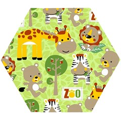 Funny Animals Cartoon Wooden Puzzle Hexagon by Simbadda