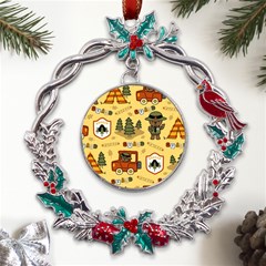 Seamless Pattern Funny Ranger Cartoon Metal X mas Wreath Holly Leaf Ornament