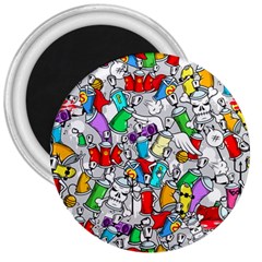 Graffiti Characters Seamless Pattern 3  Magnets by Simbadda