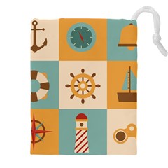 Nautical Elements Collection Drawstring Pouch (5xl) by Simbadda