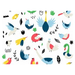 Vector Set Isolates With Cute Bird Scandinavian Style Premium Plush Fleece Blanket (extra Small) by Simbadda