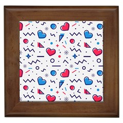 Hearts-seamless-pattern-memphis-style Framed Tile by Simbadda