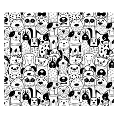 Seamless-pattern-with-black-white-doodle-dogs Premium Plush Fleece Blanket (small) by Simbadda