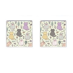 Funny Cartoon Cat Seamless Pattern Cufflinks (square) by Simbadda