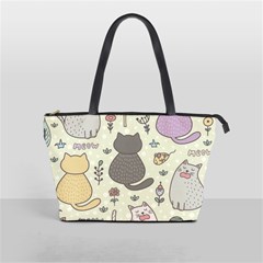 Funny Cartoon Cat Seamless Pattern Classic Shoulder Handbag by Simbadda