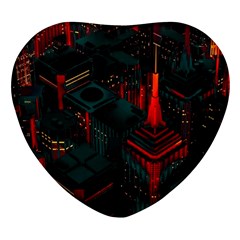 A Dark City Vector Heart Glass Fridge Magnet (4 Pack) by Proyonanggan