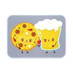 Pizza And Beer Glass Couple Flip Top Metal Box (silver)  