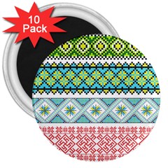 Ukraine Ornament Pattern Symbolism Geometric 3  Magnets (10 Pack)  by pakminggu