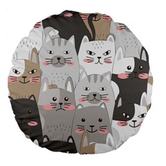 Cute Cats Seamless Pattern Large 18  Premium Flano Round Cushions by Bangk1t