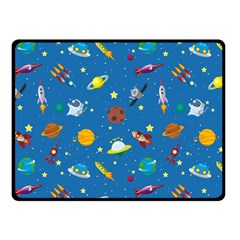 Space Rocket Solar System Pattern Fleece Blanket (small) by Bangk1t