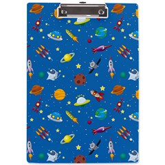 Space Rocket Solar System Pattern A4 Acrylic Clipboard by Bangk1t