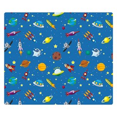 Space Rocket Solar System Pattern Premium Plush Fleece Blanket (small) by Bangk1t