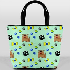 Dog Pattern Seamless Blue Background Scrapbooking Bucket Bag by pakminggu