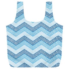 Seamless Pattern Of Cute Summer Blue Line Zigzag Full Print Recycle Bag (xxl) by Grandong