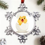 Cute Chick Metal Large Snowflake Ornament Front