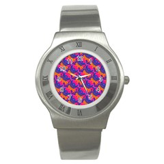 Purple Design Scrapbooking Blue Stainless Steel Watch by Grandong