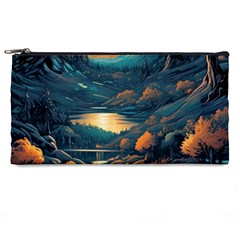 Forest River Night Evening Moon Pencil Case by pakminggu