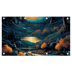 Forest River Night Evening Moon Banner And Sign 7  X 4  by pakminggu