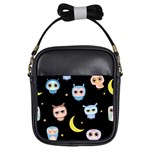 Cute-owl-doodles-with-moon-star-seamless-pattern Girls Sling Bag Front